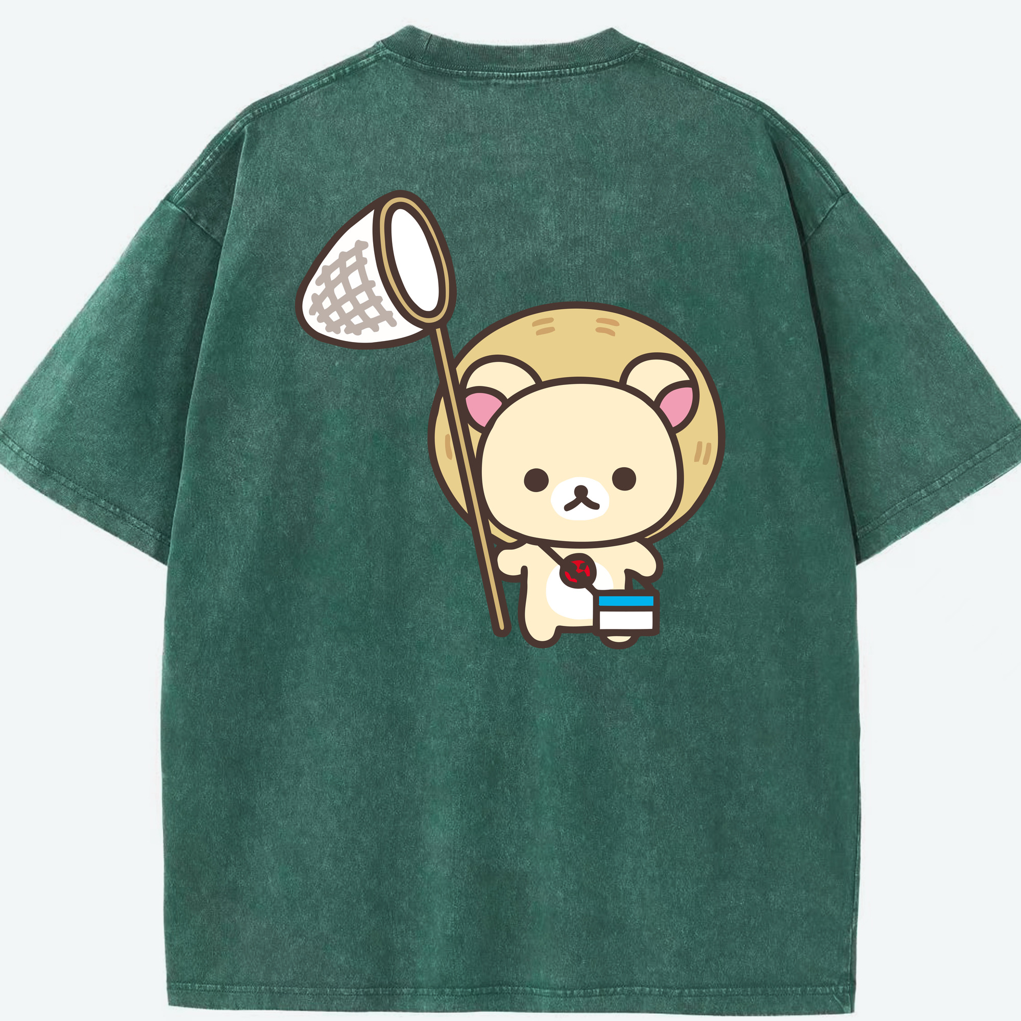 （画像用） リラックマ リラックマ キイロイトリ Rilakkuma Korilakkuma Kiiroitori 綿100% ヴィンテージ風 半袖Tシャツ（背面プリント）